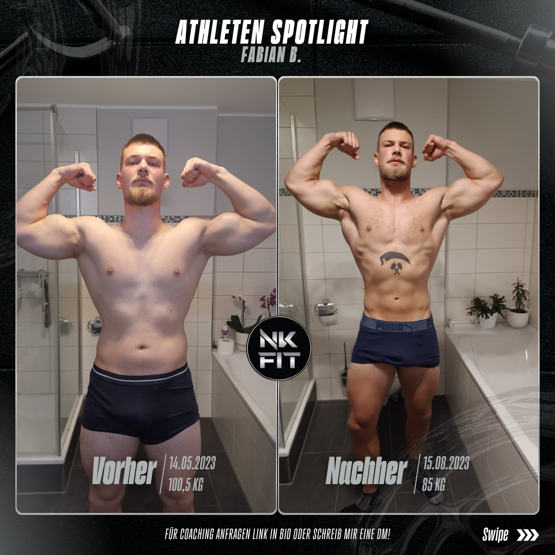 Vorher-Nachher-Transformation von Athlet Fabian