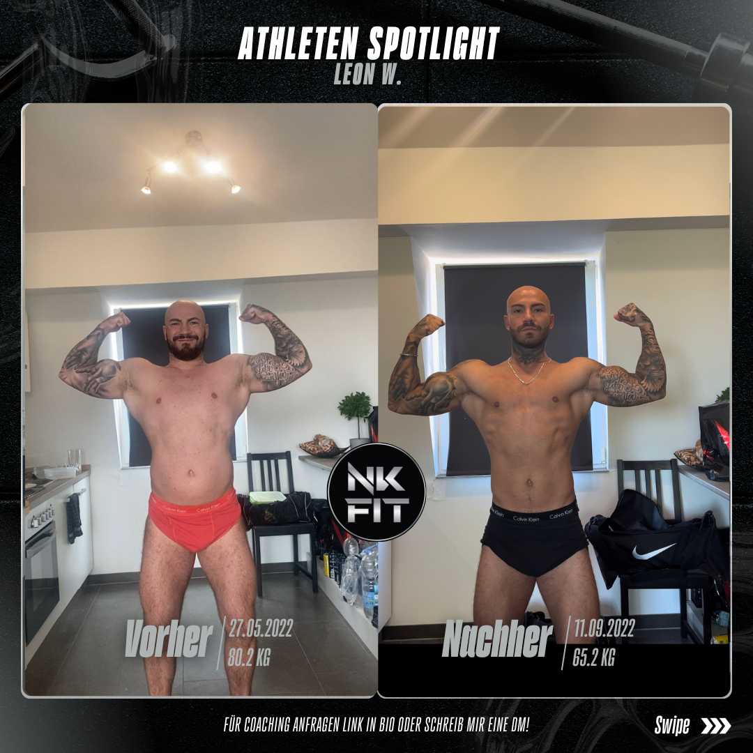 Vorher-Nachher-Transformation von Athlet Leon